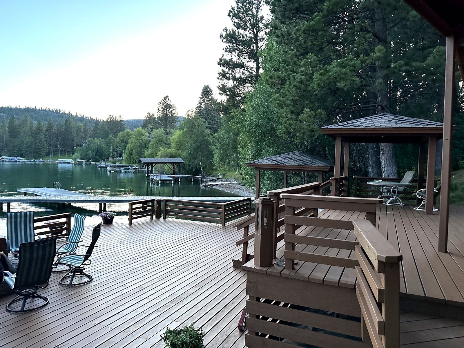 Waterfront view of Eagle's Bluff Lakeside House on Flathead Lake