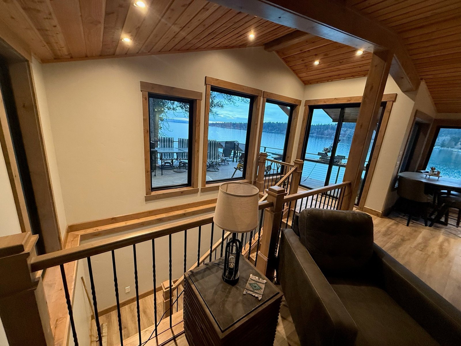 Flathead Lake view from Eagle's Bluff Lakeside House — 150 ft of sheltered frontage